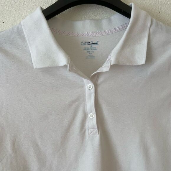 Girls' Short Sleeve Pique Uniform Polo Shirt - Cat & Jack White XXL(18)Plus - Picture 4 of 5